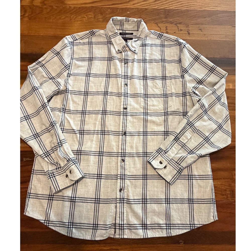 Banana Republic Ultra-Soft Flannel Shirt Mens XL Slim Fit Untucked Grey Plaid